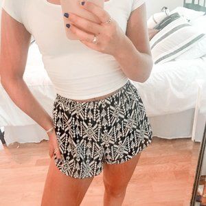 White and Black Patterned Flowy Shorts